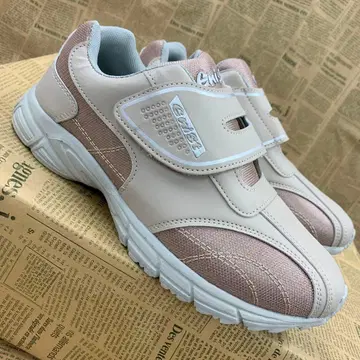 새상품 여성용 23.0cm 벨크로 테이프 경량 스니커즈 복숭아색 5939