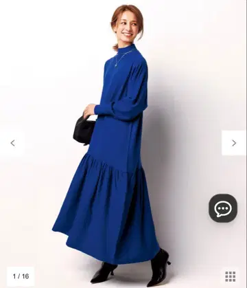 UNFILO 티어드 니트 원피스 블루 S