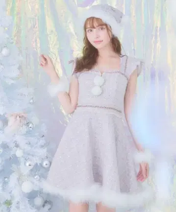 sugar nine 프론트 지퍼 트위드 플레어 산타 코스프레