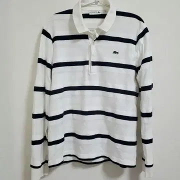 LACOSTE 라코스테 긴팔 피케 셔츠 스트라이프 네이비/화이트