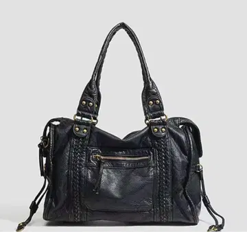 블랙 가죽 숄더백