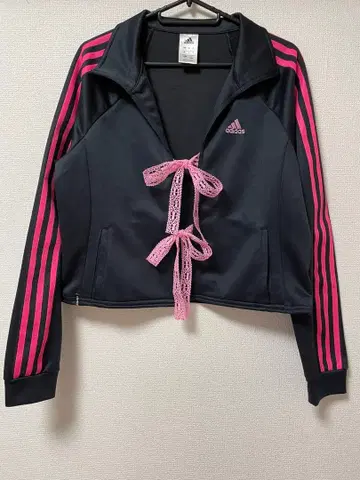 adidas 아디다스 트랙 자켓 구제 의류 저리 리본 레이스 블랙