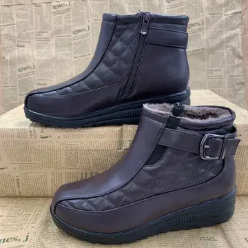 새상품 여성용 23.5cm 인조 가죽 보아 안감 부츠 짙은 갈색 6458