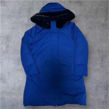 YOSOOU U 롱 다운 코트 사이즈 2 네이비 후드 퍼 포함