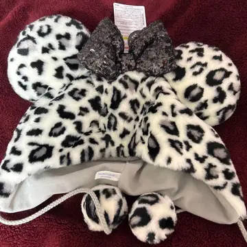 디즈니 팬 캡 레오파드 무늬 표범 무늬 화이트 미니