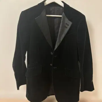 테일러드 자켓 벨로아 소재 꽃무늬 블랙 M