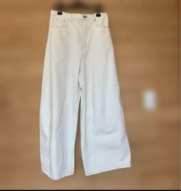 화이트 와이드 팬츠 허리밴딩