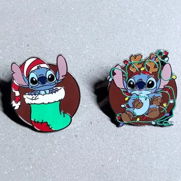 디즈니 스티치 시크릿 핀 배지 크리스마스 2개
