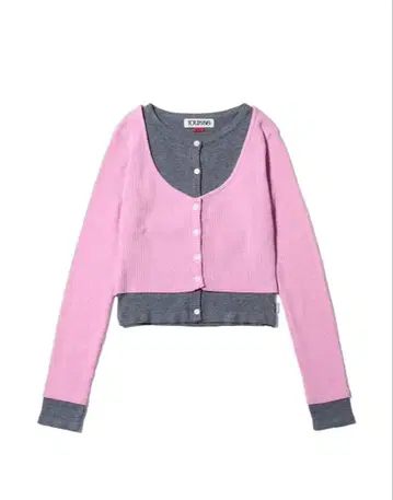 한국 YOUHEE 레이어드 가디건 핑크