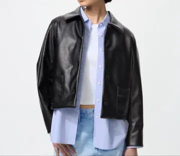 미사용 새상품 택 포함 유니클로 코팅 숏 자켓 XL 블랙