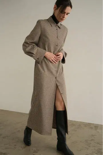 CLANE 체크 셔츠 원피스