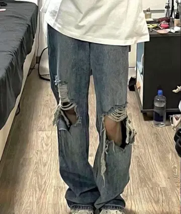 데미지 가공 데님 팬츠