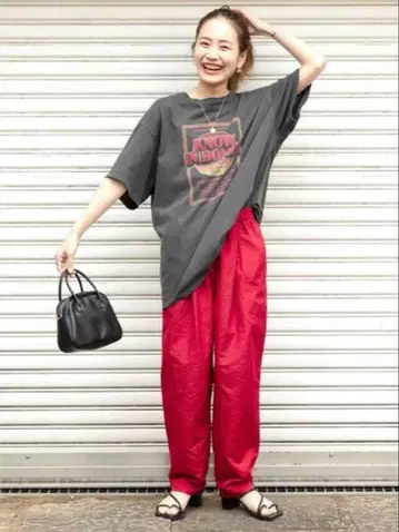 레드 와이드 팬츠 F 사이즈