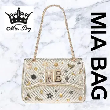 미사용 새상품 MiaBag 숄더백 골드 메탈릭 스터드 천연 가죽