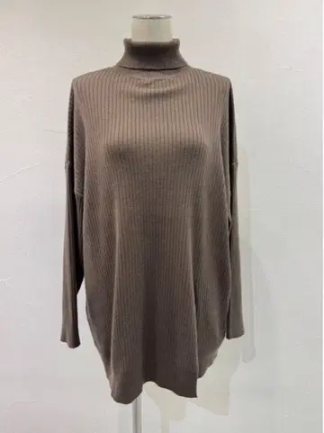 리브 터틀넥 니트 브라운