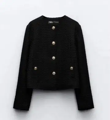 컨디션 최상 시착만 한 상품 ZARA 텍스처 숏 자켓 블랙 트위드 자켓