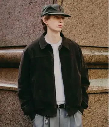 Regen Glanz 신세틱 스웨이드 지퍼 블루종 브라운