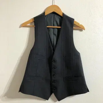 포멀 베스트 다크 그레이 울 100%