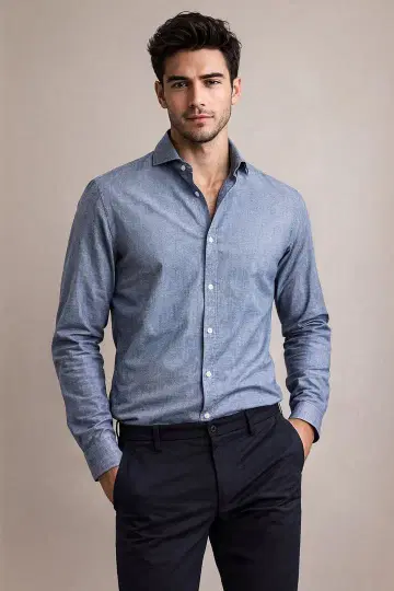 LUIGE BORRELLI 루이지 보렐리 샴브레이 셔츠 럭셔리