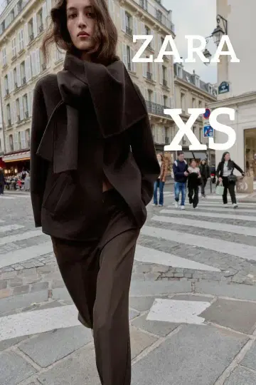 ZARA 울 숏 스카프 코트 XS