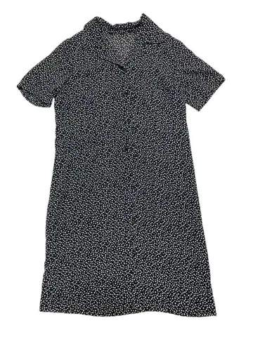 새상품급 블랙 화이트 도트 무늬 반팔 셔츠 원피스 튜닉