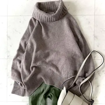 인기 스픽앤스팬 캐시미어 울 터틀넥 풀오버 브라운 계열