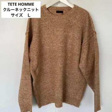 새상품 TETE HOMME 테트옴므 하찌 크루넥 니트 L 베이지