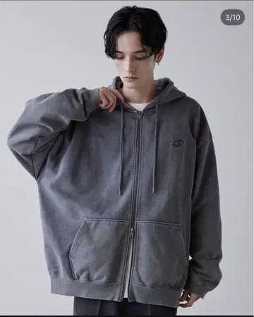 [ CLEL ] 헤비 웨이트 로고 자수 풀 집업 후드티