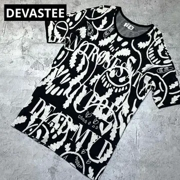 DEVASTEE 반팔 니트 스웨터 원피스 유령 올 패턴