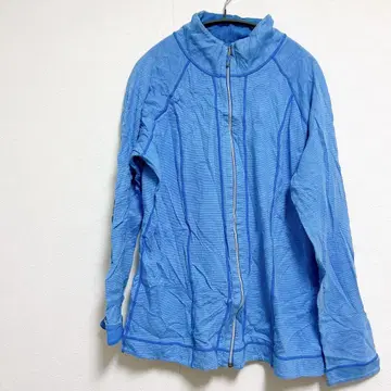 파란색 스트라이프 무늬 자켓 플리스 보아 블루