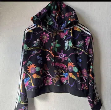 adidas 꽃무늬 후드 부착 저리 아디다스 오리지널 후드티 숏 기장