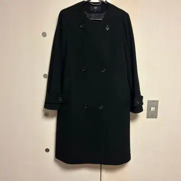 SHIPS 블랙 더블 브레스트 롱 코트