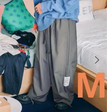 니코앤드 [be with M] 미사요 기모 턱 팬츠 그레이 M