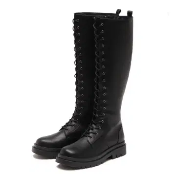 러그 레이스업 롱 부츠 M 사이즈 BLACK