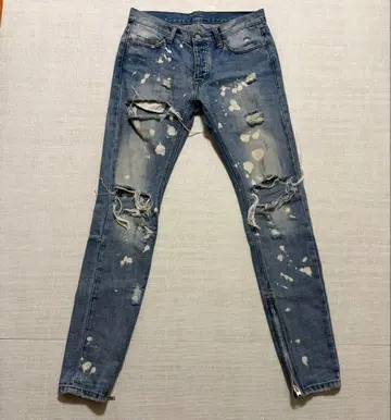 mnml 데미지 가공 스키니 데님 밑단 zip 사이즈 30