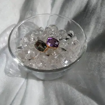 오라소마 더블 스톤 반지 쿼츠, 자수정 (그린, 퍼플)