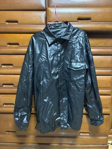 MANFINITY 블랙 합성 피혁 셔츠 XL