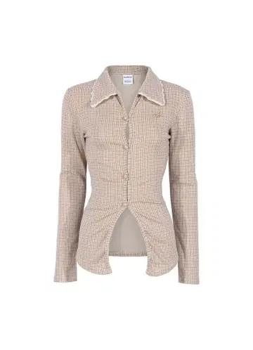 ANOTHER A 베이지 계열 체크 긴팔 셔츠