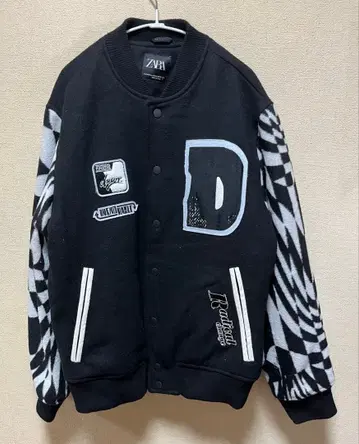 ZARA/바시티 자켓/충전솜 바시티 자켓/자수 로고 블루종/S~M