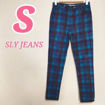 SLY JEANS 슬라이진스 체크 무늬 데님 S 가을/겨울 캐주얼