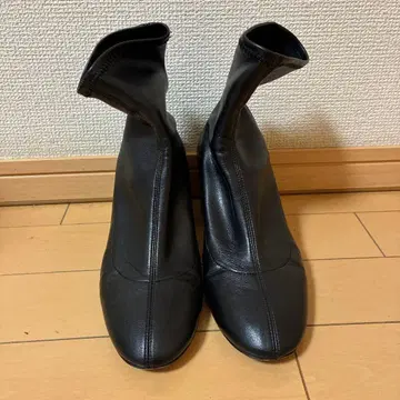 가죽 블랙 스트레치 부츠