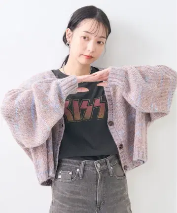 FREAK'S STORE 라메 그라데이션 숏 니트 가디건