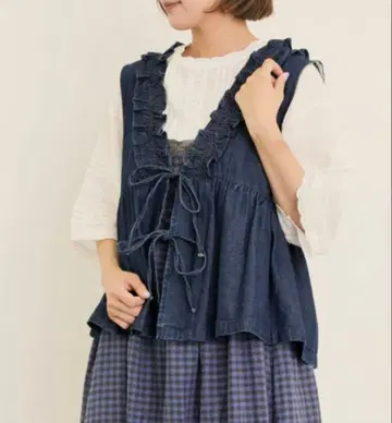 사만사 모스모스 자수 데님 베스트