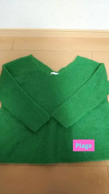 Plage 그린 V넥 모헤어 니트 긴팔