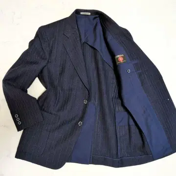 빈티지 테일러드 자켓 트위드풍 도멜 원단 네이비 M 상당