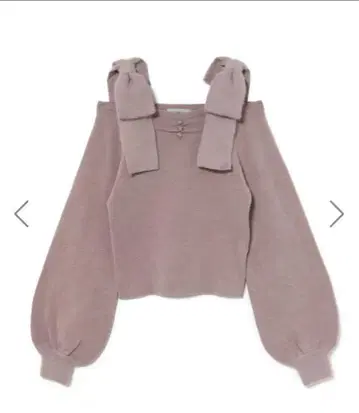 BUBBLES 니트 리본 오프숄더 핑크