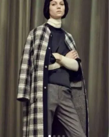 드로어 노카라 리버서블 코트 드로어 체크 코트