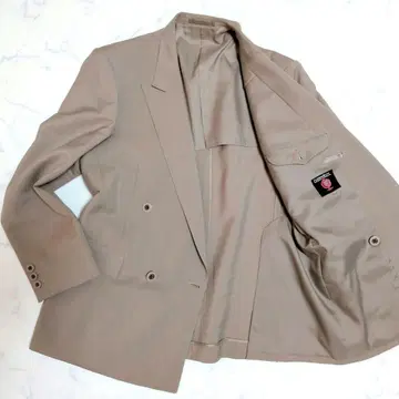 빈티지 테일러드 자켓 더블 브레스트 도멜 원단 베이지 L