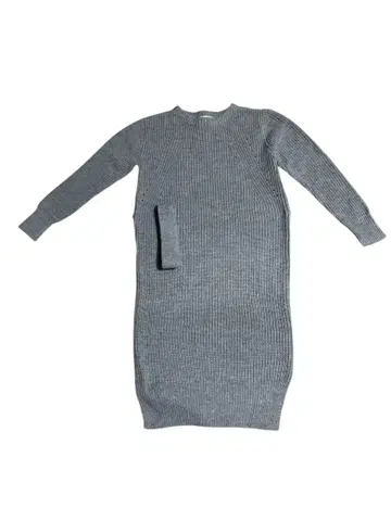 ROPE 리브 편직 긴팔 니트 원피스 그레이