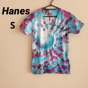 Hanes [ S ] 타이 다이 V넥 티셔츠